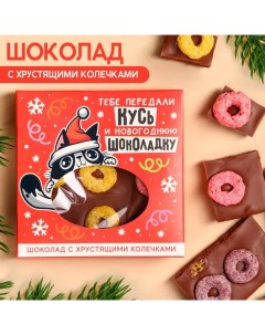 Молочный шоколад Кусь и новогоднюю шоколадку с хрустящими колечками 50 г Фабрика счастья