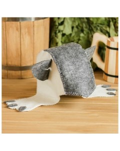 Шапка для бани С детской аппликацией кошка войлок эконом onesize серый Добропаровъ