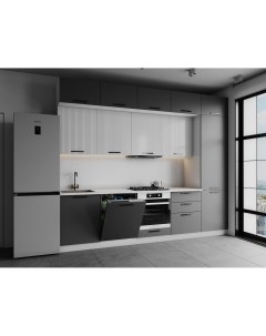 Кухонный гарнитур трехуровневый до потолка кристен фасады белый софт графит софт Nobrand