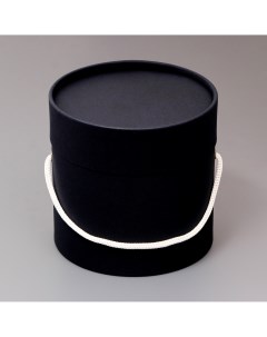 Подарочная коробка круглая черная с шнурком 12 х 12 см Nobrand