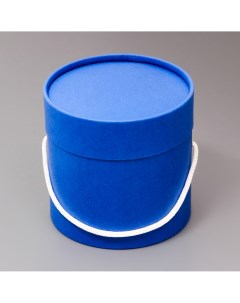 Подарочная коробка круглая синяя с шнурком 12 х 12 см Nobrand