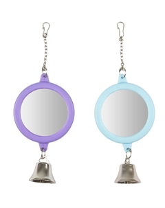 Игрушка для птиц Зеркало в рамке круглое с колокольчиком Flamingo