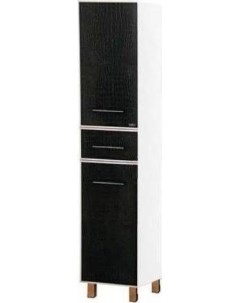 Шкаф пенал напольный Гранд Lux 35 L черно белая кожа croco Misty