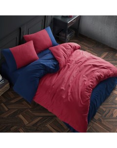 Комплект постельно белья евро наволочки 50х70 см ранфорс красный синий Atlasplus