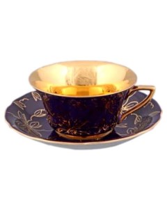 Чайная пара 100 мл Leander Виндзор Золотые цветы фиолет 158701 Nobrand