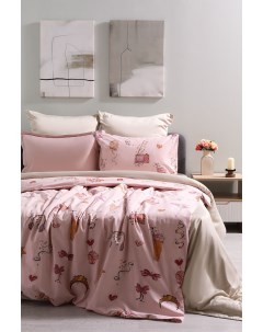 Комплект постельного белья полутораспальный 150x210 50x70 розовый принт 280229 Beddinghouse
