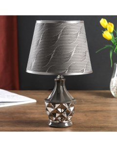Лампа настольная керамика Вильнюс серая с серебром Е14 40Вт Nobrand