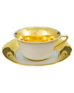 Чайная пара 100 мл Leander Виндзор Белая с золотом 158696 Nobrand