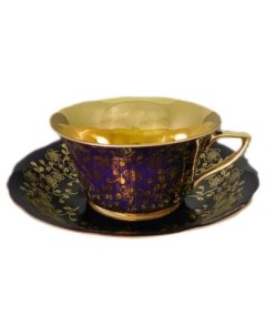Чайная пара 100 мл Leander Виндзор Золотые цветы фиолет 1 158704 Nobrand
