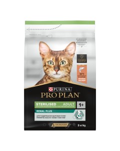 Сухой корм для кошек для здоровья почек после стерилизации с лососем 3 кг Pro plan