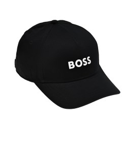 Бейсболка с белым логотипом черная Boss