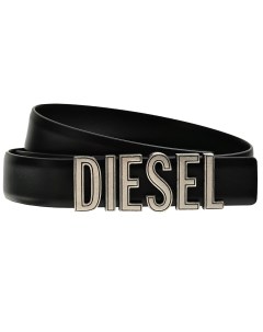 Ремень с крупной пряжкой логотипом черный Diesel