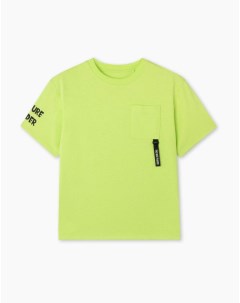 Зелёная футболка superoversize с карманом для мальчика Gloria jeans