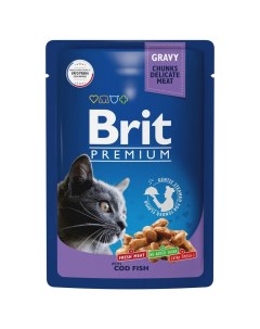 Premium пауч для кошек кусочки в соусе Треска 85 г Brit*