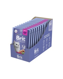 Premium пауч для стерилизованных кошек и котов кусочки в желе Индейка и сыр 85 г упаковка 14 шт Brit*