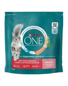 Сухой корм Пурина УАН для взрослых стерилизованных кошек с лососем Purina one