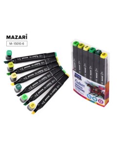 Набор маркеров для скетчинга Fantasia Green colors 6 шт Mazari