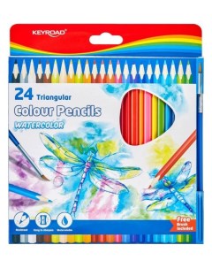 Карандаши цветные акварельные с кисточкой 24 цвета Keyroad