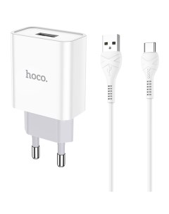 Сетевое зарядное устройство Hoco C81A Asombroso single USB Cable USB Type C White Nobrand