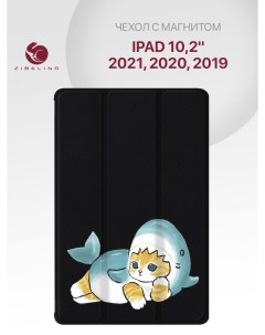 Чехол для Apple iPad 2021 2020 2019 10 2 с рисунком с магнитом черный котик акула Zibelino