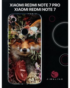Чехол для Xiaomi Redmi Note 7 Redmi Note 7 prо с принтом лиса цветы Zibelino