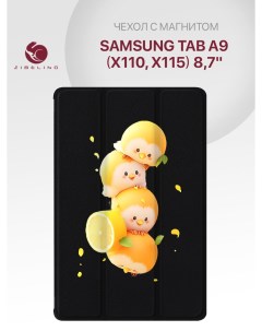Чехол для Samsung Tab A9 X110 X115 8 7 с рисунком черный с принтом птички апельсинки Zibelino