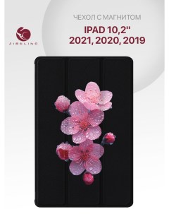 Чехол для Apple iPad 2021 2020 2019 10 2 с рисунком черный с принтом сакура розовая Zibelino