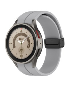 Силиконовый ремешок для Galaxy Watch 4 5 6 S черная застежка светло серый Samsung