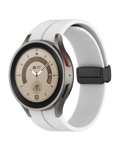 Силиконовый ремешок для Galaxy Watch 4 5 6 L черная застежка белый Samsung