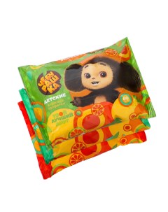 Влажные салфетки детские 3 упаковки по 60 штук Чебурашка