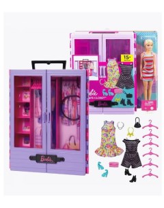 Шкаф с гардеробом и куклой Барби HJL66 Barbie