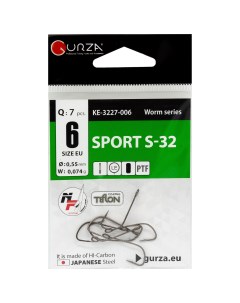 Крючки одинарные Sport S32 ptf размер 06 7 шт Gurza