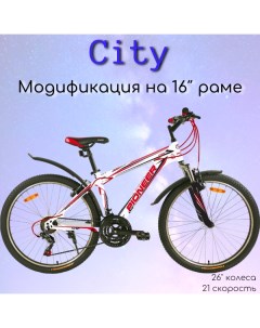 Велосипед City 26 16 2019 white black red Pioneer