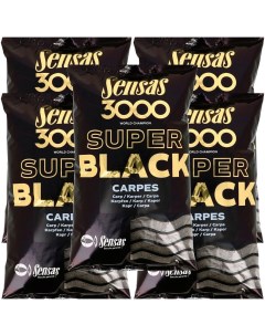 Прикормка 3000 Super Black Carp 5 упаковок 5 кг Sensas