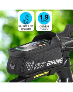 Сумка для велосипеда на раму 21 5x9x10см с чехлом для смартфона 6 9 черная West biking