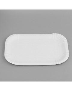 Тарелка одноразовая Белая прямоугольная картон 13 х 20 см Диапазон