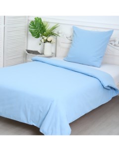 Комплект постельного белья 10335313 1 5 спальный бязь однотонный голубой Атра