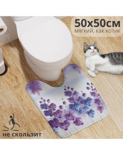 Коврик для туалета с вырезом Орхидеи в цвету 50х50 wcbath_sd1102_50х50 Joyarty