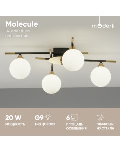 Светильник потолочный V10835 4C Molecule черный золотой Moderli