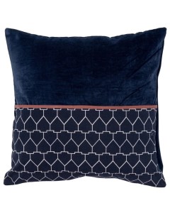Чехол на подушку из хлопкового бархата с геометрическим принтом темно синего цвета из колл Tkano
