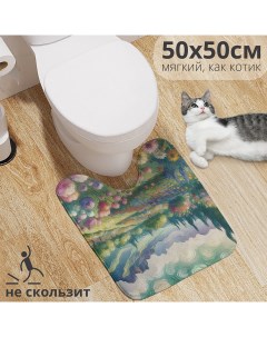 Коврик для туалета с вырезом Цветочный рай 50х50 wcbath_sd1460_50х50 Joyarty