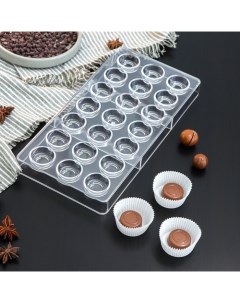 Форма для шоколада и конфет Тоффи Круг 21 ячейка 27 5x17 5x2 5 см ячейка 2 5x1 5 см Nobrand