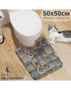 Коврик для туалета с вырезом Разнообразие орнаментов 50х50 wcbath_sd1119_50х50 Joyarty
