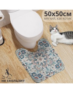 Коврик для туалета с вырезом Цветочный ковер 50х50 wcbath_sd1150х50x50 Joyarty