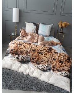 Комплект постельного белья Леопард зима евро наволочки 70x70 Pavlina