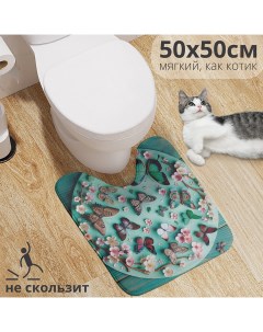 Коврик для туалета с вырезом Коллекция бабочек 50х50 wcbath_sd1162_50х50 Joyarty