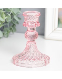 Подсвечник стекло на 1 свечу Женева розовый 10 5х7 7х7 7 см Nobrand