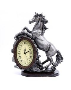 Часы настольные Лошадь цвет серебро 40x31x15 см Nobrand