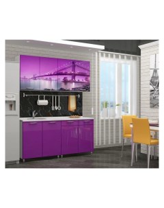 Кухонный гарнитур Бридж 1 6 с двумя ящиками белый фиолетовый Nobrand