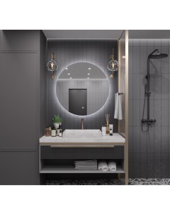 Зеркало круглое парящее Муза D75 для ванной с холодной LED подсветкой Auramira